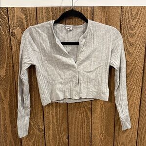 Garage Women's Light Gray Ribbed Button-Down Top~P/S